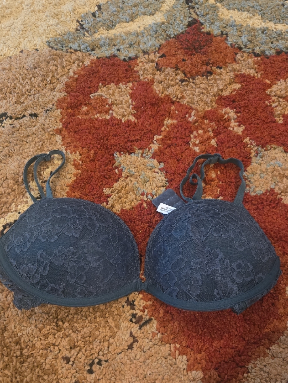 Lace Push-Up Bra with Molded Cups — Dark Green